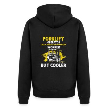 Warehouse drivers and warehouse workers for forklifts - Unisex Premium Organic Zip Hoodie - black - Back - Nico (187cm)