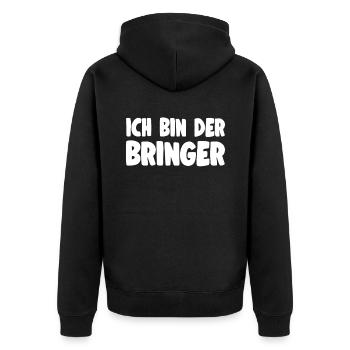 Ich Bin Der Bringer - Lustiger Männer Spruch - Unisex Premium Bio Zip Hoodie - Schwarz - Hinten - Nico (187cm)