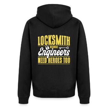 Locksmith Lock Picking Employee Locksmith - Unisex Premium Organic Zip Hoodie - black - Back - Nico (187cm)