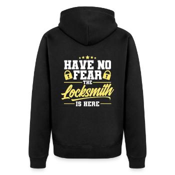 Locksmith lock picking employee locksmith shop - Unisex Premium Organic Zip Hoodie - black - Back - Nico (187cm)