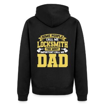 Locksmith lock picking employee locksmith shop - Unisex Premium Organic Zip Hoodie - black - Back - Nico (187cm)