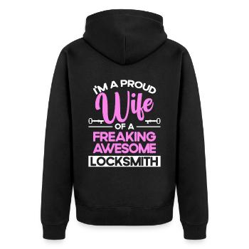 Locksmith lock picking employee locksmith shop - Unisex Premium Organic Zip Hoodie - black - Back - Nico (187cm)