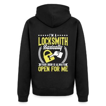 Locksmith Lock Picking Employee Locksmith - Unisex Premium Organic Zip Hoodie - black - Back - Nico (187cm)