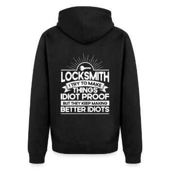 Locksmith Lock Picking Employee Locksmith - Unisex Premium Organic Zip Hoodie - black - Back - Nico (187cm)