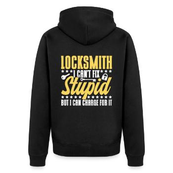 Locksmith Lock Picking Employee Locksmith - Unisex Premium Organic Zip Hoodie - black - Back - Nico (187cm)