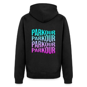Parkour - Unisex Premium Organic Zip Hoodie - black - Back - Nico (187cm)