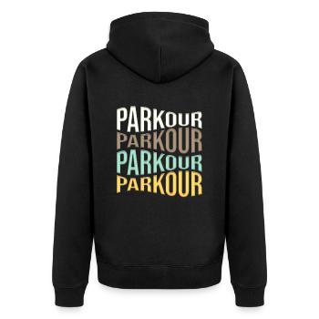 Parkour - Unisex Premium Bio Zip Hoodie - Schwarz - Hinten - Nico (187cm)