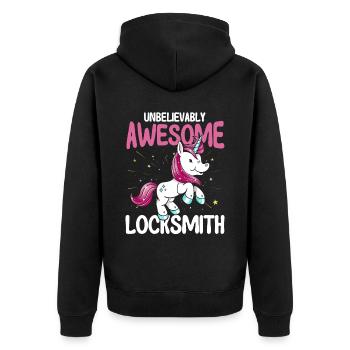 Locksmith Lock Picking Employee Locksmith - Unisex Premium Organic Zip Hoodie - black - Back - Nico (187cm)