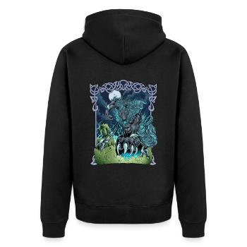 Fenrir in Asgard - Fenris Wolf - Unisex Premium Organic Zip Hoodie - black - Back - Nico (187cm)