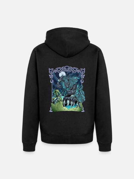 Fenrir in Asgard - Fenriswolf - Premium økologisk unisex-hættejakke - sort