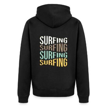 Surfen - Unisex Premium Bio Zip Hoodie - Schwarz - Hinten - Nico (187cm)