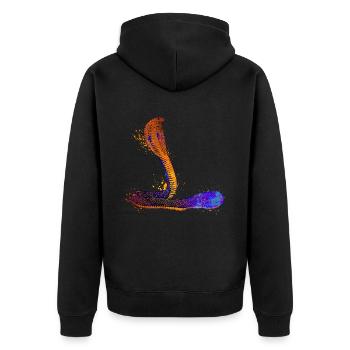 Farbenfrohe Kobra - Unisex Premium Bio Zip Hoodie - Schwarz - Hinten - Nico (187cm)