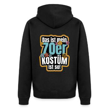 Das ist mein 70er Kostüm 70er Outfit Retro Party - Unisex Premium Bio Zip Hoodie - Schwarz - Hinten - Nico (187cm)