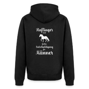 Haflinger I Pony Pferde Spruch Motiv für Reiterin - Unisex Premium Bio Zip Hoodie - Schwarz - Hinten - Nico (187cm)