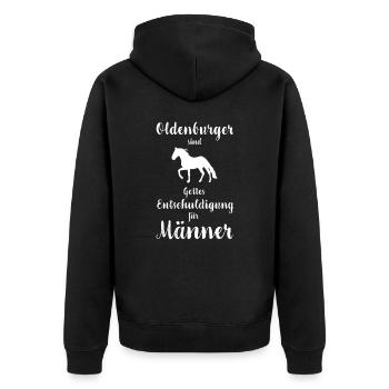 Oldenburger I Pony Pferde Spruch Motiv für - Unisex Premium Bio Zip Hoodie - Schwarz - Hinten - Nico (187cm)