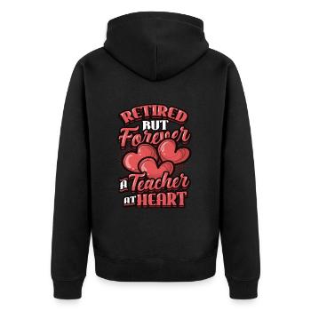 Im Ruhestand, Aber Im Herzen Immer Ein Lehrer. - Unisex Premium Bio Zip Hoodie - Schwarz - Hinten - Nico (187cm)