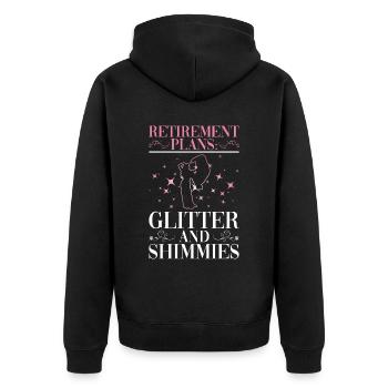 Retirement: Glitter And Shimmies Belly Dancer - Unisex Premium Organic Zip Hoodie - black - Back - Nico (187cm)
