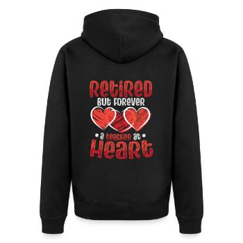 Im Ruhestand, Aber Im Herzen Immer Ein Lehrer. - Unisex Premium Bio Zip Hoodie - Schwarz - Hinten - Nico (187cm)