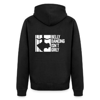 Bauchtanz ist nicht mädchenhaft - Bauchtänzer - Unisex Premium Bio Zip Hoodie - Schwarz - Hinten - Nico (187cm)