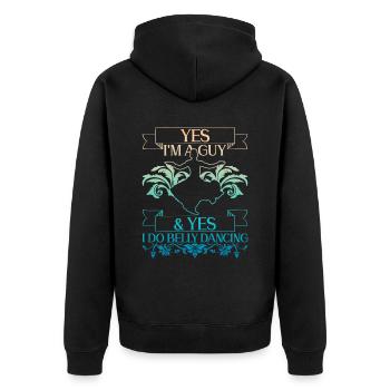 Bin ein Kerl & Ja, ich tanze Bauchtanz Bauchtänzer - Unisex Premium Bio Zip Hoodie - Schwarz - Hinten - Nico (187cm)