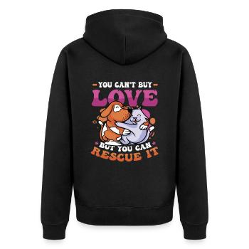 Liebe Kann Man Nicht Kaufen. - Unisex Premium Bio Zip Hoodie - Schwarz - Hinten - Nico (187cm)
