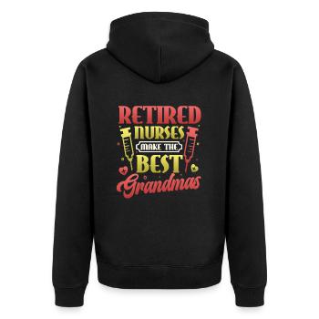 Krankenschwestern Im Ruhestand, Sind Die Besten. - Unisex Premium Bio Zip Hoodie - Schwarz - Hinten - Nico (187cm)