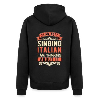 Chanteur d’opéra Ténor ne chantant pas italien - Veste à capuche bio Premium Unisexe - noir - Dos - Nico (187cm)