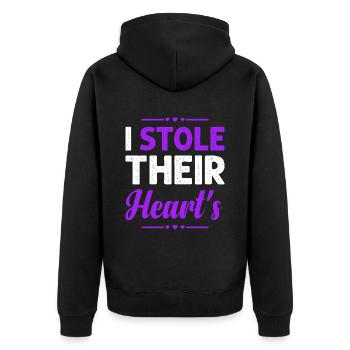 Ich Habe Ihr Herz Gestohlen Adoptionstag - Unisex Premium Bio Zip Hoodie - Schwarz - Hinten - Nico (187cm)