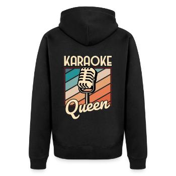 Queen Karaoke Bar, Party, Firmenfeier, Frauen - Unisex Premium Bio Zip Hoodie - Schwarz - Hinten - Nico (187cm)