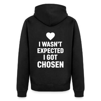 I was selected, not expected adoption day - Unisex Premium Organic Zip Hoodie - black - Back - Nico (187cm)