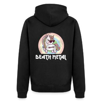 Goth Rock Satan Einhorn Festivals Death Metal - Unisex Premium Bio Zip Hoodie - Schwarz - Hinten - Nico (187cm)