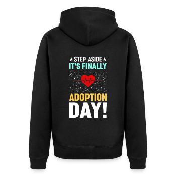 Mettez de côté C’est enfin le jour de l’adoption - Veste à capuche bio Premium Unisexe - noir - Dos - Nico (187cm)