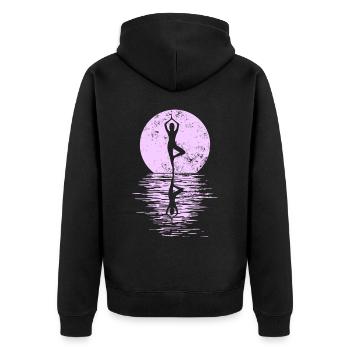 Yogi Yogini Gesundheits Meditation Outfits Girls - Unisex Premium Bio Zip Hoodie - Schwarz - Hinten - Nico (187cm)