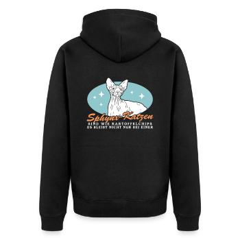 Sphynx Cat Cat Holder Cat Owner Gift - Unisex Premium Organic Zip Hoodie - black - Back - Nico (187cm)