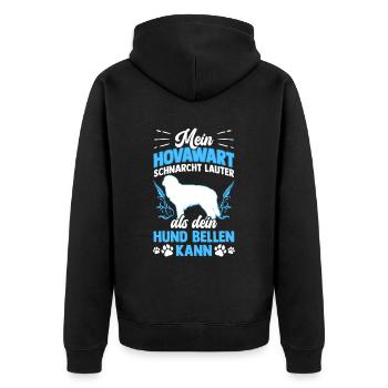 Mein Hovawart schnarcht lauter als dein Hund bellt - Unisex Premium Bio Zip Hoodie - Schwarz - Hinten - Nico (187cm)