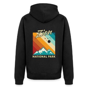 Zion National Park Utah Wandern Camping Outdoor - Unisex Premium Bio Zip Hoodie - Schwarz - Hinten - Nico (187cm)