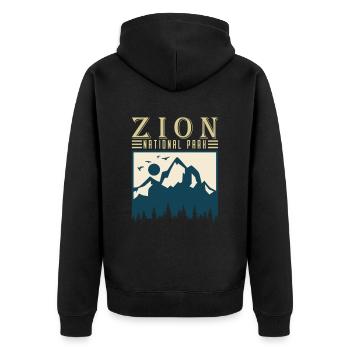 Zion National Park Utah Wandern Camping Outdoor - Unisex Premium Bio Zip Hoodie - Schwarz - Hinten - Nico (187cm)