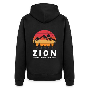 Zion National Park Utah Wandern Camping Outdoor - Unisex Premium Bio Zip Hoodie - Schwarz - Hinten - Nico (187cm)