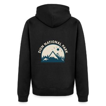 Zion National Park Utah Wandern Camping Outdoor - Unisex Premium Bio Zip Hoodie - Schwarz - Hinten - Nico (187cm)
