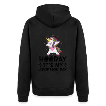 Hourra, aujourd’hui est mon jour d’adoption - Veste à capuche bio Premium Unisexe - noir - Dos - Nico (187cm)