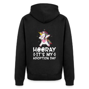 Heute Ist Mein Adoptionstag Die Leute - Unisex Premium Bio Zip Hoodie - Schwarz - Hinten - Nico (187cm)