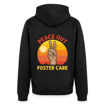 Peace Out Foster Care Keine Auswahl-ideen-spiele - Unisex Premium Bio Zip Hoodie - Schwarz - Hinten - Nico (187cm)