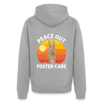 Peace Out Foster Care Plus de jeux de sélection - Veste à capuche bio Premium Unisexe - gris chiné - Dos - Nico (187cm)