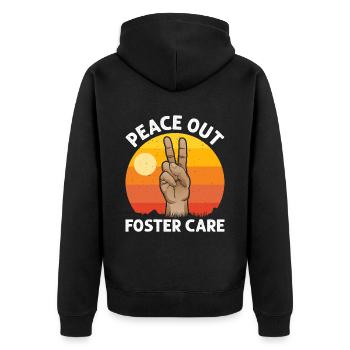 Peace Out Foster Care Keine Auswahlspiele Mehr - Unisex Premium Bio Zip Hoodie - Schwarz - Hinten - Nico (187cm)