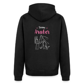 Araber I Pony Pferde Spruch Motiv für Reiterin - Unisex Premium Bio Zip Hoodie - Schwarz - Hinten - Nico (187cm)
