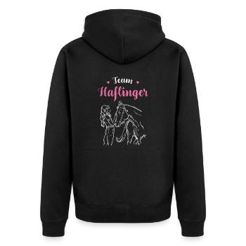 Haflinger I Pony Horse Slogan Motif pour cavalier - Veste à capuche bio Premium Unisexe - noir - Dos - Nico (187cm)
