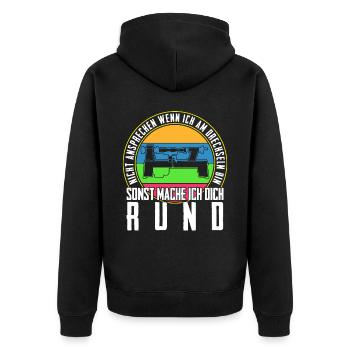 Drechsler Drechselbank Drechseln - Unisex Premium Bio Zip Hoodie - Schwarz - Hinten - Nico (187cm)