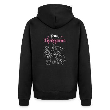 Lipizzan I Pony Horse Dictant Motif pour cavalier - Veste à capuche bio Premium Unisexe - noir - Dos - Nico (187cm)