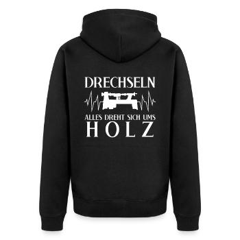 Drechseln Drechsler Drechselbank - Unisex Premium Bio Zip Hoodie - Schwarz - Hinten - Nico (187cm)