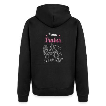 Traber I Pony Horse Saying Motif pour cavalier - Veste à capuche bio Premium Unisexe - noir - Dos - Nico (187cm)